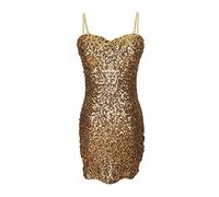 Grouptap Abito da donna latino a canotta per ragazze salsa samba senza maniche paillettes luccicanti abbigliamento da festa da ballo (donne 4/6/8/10) (oro)