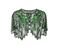 Grouptap Coprispalle coprispalle perizoma bolero gatsby anni 1920 verde scialle per costume da donna vintage flapper da donna art flapper (Verde, Taglia Unica)