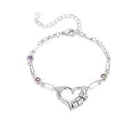 Grovjewfit Bracciale Personalizzato da Donna con Pietra natale: Bracciali da Donna con 2-4 Nomi Regolabile Regali per Mamma, Moglie, Fidanzata (3 Nome)