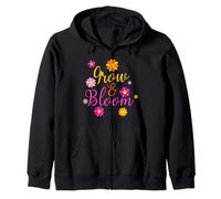 Grow And Bloom - Citazione ispiratrice per donne e uomini, pianta fiori Felpa con Cappuccio