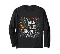 Grow Freely Bloom Wildly Inspirational Floral Opera d'Arte Maglia a Manica