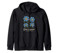 Grow In Grace Boho Floral 2 Pietro 3:18 Verso cristiano Felpa con Cappuccio