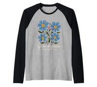 Grow In Grace Boho Floral 2 Pietro 3:18 Verso cristiano Maglia con Maniche Raglan