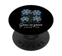 Grow In Grace Boho Floral 2 Pietro 3:18 Verso cristiano PopSockets PopGrip Adesivo