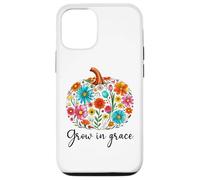 Grow in Grace Christian Pumpkin Floral Fall Bible Verse God Custodia per iPhone 12/12 Pro