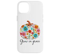 Grow in Grace Christian Pumpkin Floral Fall Bible Verse God Custodia per iPhone 14 Plus