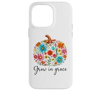 Grow in Grace Christian Pumpkin Floral Fall Bible Verse God Custodia per iPhone 14 Pro Max