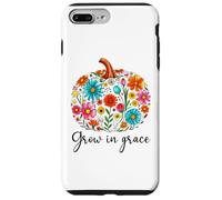 Grow in Grace Christian Pumpkin Floral Fall Bible Verse God Custodia per iPhone 7 Plus/8 Plus