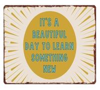 Grow Learn Thrive Classroom Tin Sign Wall Hanger 12x8 Inch | Authentic worn look screw or adhesive fixing indoor outdoor safe