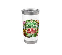 Grow Something Uccidi Qualcosa Ripeti Umorismo Giardiniere Bicchiere termico in acciaio inox doppia parete