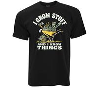 Grow Stuff And I Know Things T Shirt Gardening Farmer Flowers Crops Slogan Tee Tee Round Neck Unisex Tops Men's 100% Cotton Short-Sleeve T-Shirts L