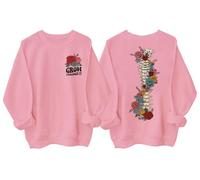 Grow Through It Vibrant Rose Print Inspirational Quote Felpa - Pullover a maniche lunghe, stile casual chic, rosa, XL