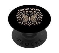 Grow With Grace - Farfalla floreale PopSockets PopGrip Adesivo