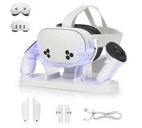Growalleter Charging Dock Quest 3S/Quest 3, stazione di ricarica VR per visore Quest 3S/3 e controller touch, carica e archiviazione, base di ricarica MetaQuest 3S/3 (Bianco)