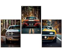 GrowArt - Set di 3 poster con Muscle Cars in formato A3 senza cornice | stampa fotografica di alta qualità | eccezionale decorazione da parete per gli amanti del culto dell'auto