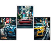 GrowArt - Set di 3 Poster di Auto Sportive Americane in Formato A3 Senza Cornice | Stampa Fotografica di Alta qualità | Decorazione per Gli Appassionati di Motori | Design Disponibili Solo da Noi |