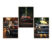 GrowArt - un Set Unico di 3 Poster con Auto iconiche in Formato A3 Senza Cornice | Stampa Fotografica di Alta qualità | Decorazione per Gli Amanti delle Auto | Design Disponibili Solo da Noi |