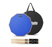 GrowDaily Tamburo Per Esercitazioni Batteria Pad E Bacchette 30, Lato Con 2 Paia/4 in Acero 5A Custodia, Blu, 5 Cm