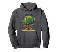 Growing Little Minds: Albero educativo per Bambini Felpa con Cappuccio, Unisex per Adulti, Grigio Scuro, L