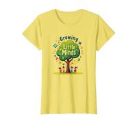 Growing Little Minds: Albero educativo per Bambini Maglietta, Donna, Limone, L