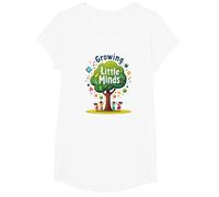 Growing Little Minds: Albero educativo per Bambini Maglietta, Ragazze, Bianco, L