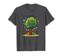 Growing Little Minds: Albero educativo per Bambini Maglietta, Uomo, Grigio Scuro, L