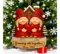 Growing Old Together, ornamento natalizio personalizzato per coppia di Babbo Natale e signora Claus, 2025, che invecchiano insieme da Babbo Natale, ornamento con nome, per marito/moglie, fidanzato