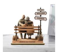 Growing Old Together - Statua decorativa in legno con coppia che cresce insieme, romantico ornamento in legno, simboleggia l'amore duraturo per moglie, amico, marito, madre