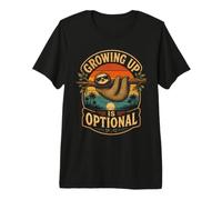 Growing Up Is Optional Sloth Sunset Maglietta Premium