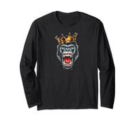 Growling Scary Silverback Gorilla Face Monkey Angry Maglia a Manica