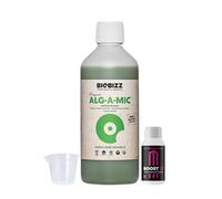 GROWMANIA Alg-A-Mic di BioBizz 250 ml + Campione Boost Up Nutrients + Misurino | Rivitalizzatore biologico per piante | Ideale per il recupero dello stress in piccoli vasi