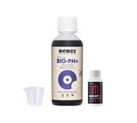 GROWMANIA Bio Up di BioBizz 250 ml + Probe Boost Up di Up Nutrients + misurino | Aumento del pH organico | Per piante in piccoli vasi e colture iniziali