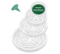 GROWNEER Confezione da 24 sottovasi trasparenti per vasi da fiori da 15, 20, 25, 30 cm, con 15 etichette per piante, vassoi antigoccia in plastica, per interni ed esterni, 4 misure assortite, 6 pezzi