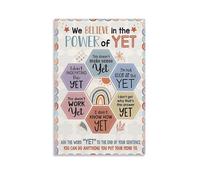 Growth Mindset We Believe In The Power Of Yet Vertical Poster for Classroom Decor School Psychologist Office(Unframed,12x18inch(30x45cm))