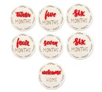 Growth Signs, 3D Announcement Disc Set, 7 pezzi Decorative Wooden Birth and Month Marker Cards, Reusable Growth Discs, Ideal for Kids Room, Nursery, Livingroom & Photo Prop