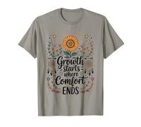Growth Starts Where Comfort Ends Boho Botanical Nature Maglietta