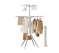 Groyells Stendibiancheria a Quattro Gambe, Stendibiancheria Portatile, Doppio Piano, Robusta e Pieghevole, Realizzata in Lega di Alluminio, 101,6 x 101,6 x 177,8 cm, Bianco (Doppio Strato)