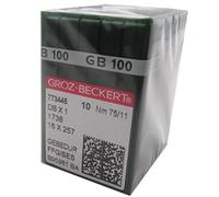 GROZ-BECKERT - Aghi in scatola di plastica trasparente CKPSMS, 100 aghi per macchina da cucire GROZ-BECKERT DBX1 16X257 1738 GEBEDUR (11/75)