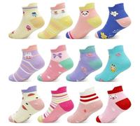 GRPSKCOS Calzini antiscivolo per bambini 12 paia, calzini antiscivolo per bambini in ABS, calzini antiscivolo per bambini per 6-12 mesi, 1-7 anni, ragazzi e ragazze, 5-7 Jahre