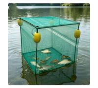 GRRICEPL Trappola per Esche da Pesca, Trappola Galleggiante, Portatile E Pieghevole per Granchi, con Rete in Nylon E Telaio in Acciaio Rivestito in Plastica, per Pesciolini, Granchi(1.2x1.2x0.9 m)