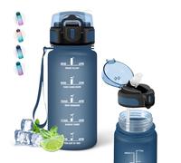 Grsta 500ml Borraccia Bambini, con Cannuccia Senza Perdite, con Orari per Bere, Facile da Pulire, Motivazionale con Scala Temporale, per Scuole, Campeggio, Blu Navy