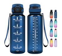 Grsta Borraccia 1,5 Litri, Borraccia Palestra senza BPA, Borraccia Sportiva con Cannuccia & Indicatore del Tempo Motivazionale, per Studio Fitness, Scuola, Ufficio