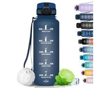 Grsta Borraccia 1,5 Litri, Borraccia Sportiva, A Prova Di Perdite, Borraccia Palestra, senza BPA con Indicatore del Tempo Motivazionale, per Palestra, Bicicletta, Scuola, Ufficio - Blu navy