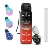 Grsta Borraccia 1 litro, A Prova di Perdite Borracce con Cannuccia, Bottiglia Palestra con Indicatore del Tempo, Facile da Pulire, Borraccia Motivazionale per Yoga, Ufficio, Gym