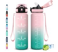 Grsta Borraccia 1 litro, Borraccia con Cannuccia, Senza Perdite, Borraccie Motivazionale, Facile da Pulire, Borracce Trekking, Con Slogan Motivazionale, Water Bottle per Fitness, Escursionismo