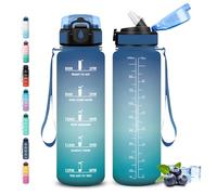 Grsta Borraccia 1 litro, Borraccia con Cannuccia, Senza Perdite, Borraccie Motivazionale, Facile da Pulire, Borracce con Slogan Motivazionale, Bottiglie Acqua per Fitness, Yoga, Escursionismo