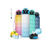 Grsta Borraccia 1 litro, Borraccia con Cannuccia, Senza Perdite, Palestra, Facile da Pulire, Graduata, Con Slogan Motivazionale, Borracce per Fitness, Campeggio, Viaggio, Escursioni