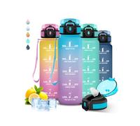 Grsta Borraccia 1 litro, con Cannuccia, Senza Perdite, Borraccia Motivazionale, Facile da Pulire, con Orari per Bere, Con Chiusura di Sicurezza, per Fitness, Campeggio, Yoga, Escursioni