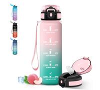 Grsta Borraccia 1 litro, Senza Perdite Borraccie Palestra, con Indicatore del Tempo, Borracce con Cannuccia, Bottiglia Motivazionale per Scuola, Fitness, Campeggio