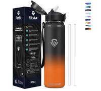 Grsta Borraccia, Borraccia Termica 1 litro, Borraccia Palestra con Cannuccia, Borraccia Termica Acciaio Inox Senza BPA, Sottovuoto a Doppia Parete, per Sport, Campeggio, Ciclismo, Yoga